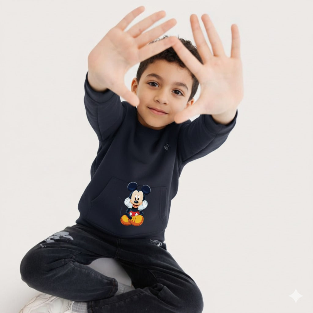 Mickey Mouse Kids' Sweatshirt - Stylish Navy Blue | UniTee  Winter Collection